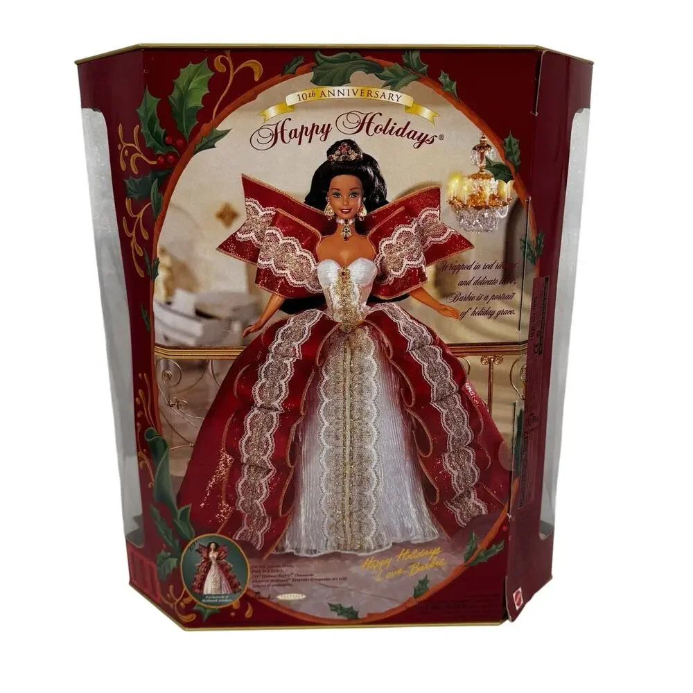 Barbie Happy Holidays Doll 1997 Brunette Special 10th Anniversary Ed Brunette